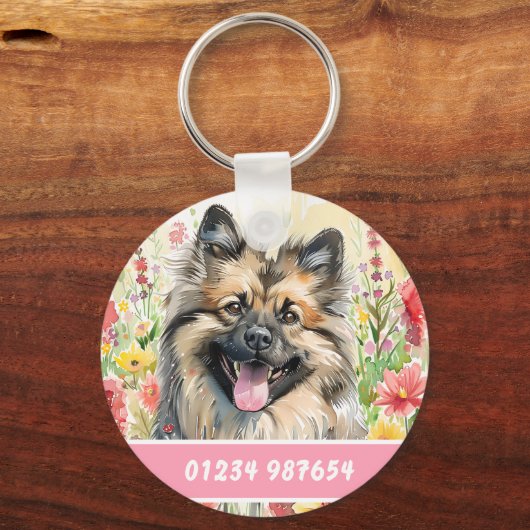 Keeshond Dog Tag – Custom Info キーホルダー (裏面)