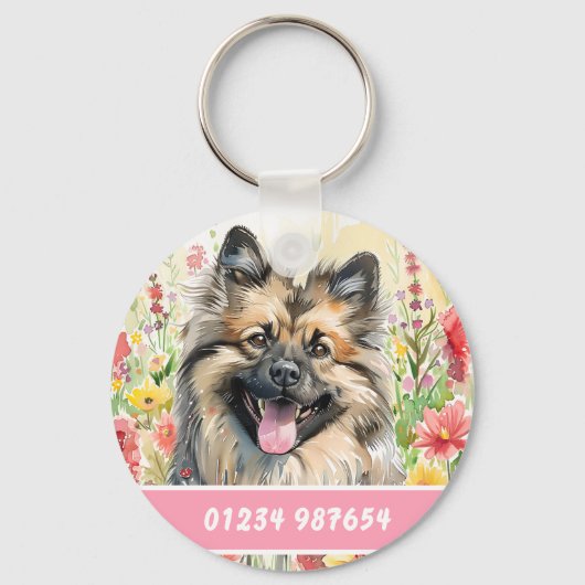 Keeshond Dog Tag – Custom Info キーホルダー (裏面)