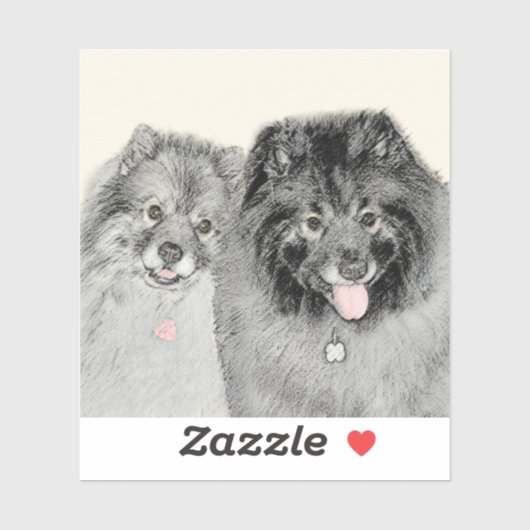 Keeshond Graphics Keeshond Mom and Son シール (シート)