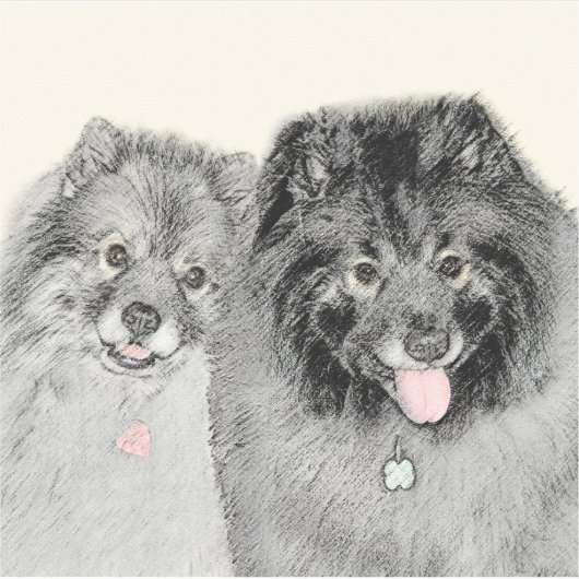 Keeshond Graphics Keeshond Mom and Son シール (正面)