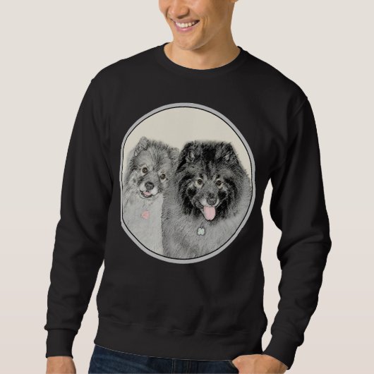 Keeshond Graphics Keeshond Mom and Son スウェットシャツ (正面)