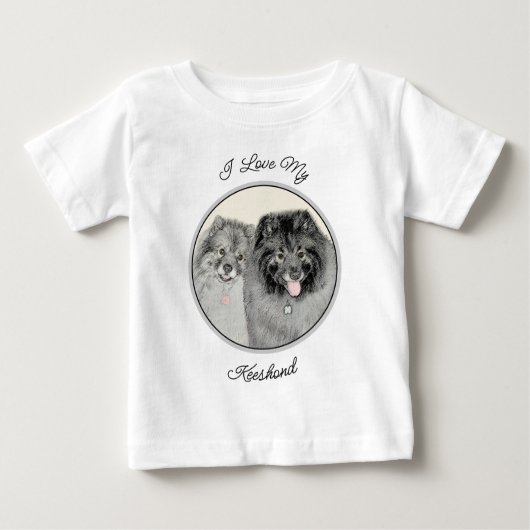 Keeshond Graphics Keeshond Mom and Son ベビーTシャツ (正面)