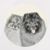 Keeshond Graphics Keeshond Mom and Son ラベル (デザイン2)