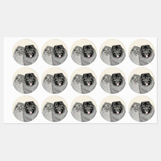 Keeshond Graphics Keeshond Mom and Son ラベル (シート)