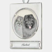 Keeshond Graphics Keeshond Mom and Son Silver Plat シルバープレートバナーオーナメント (左)