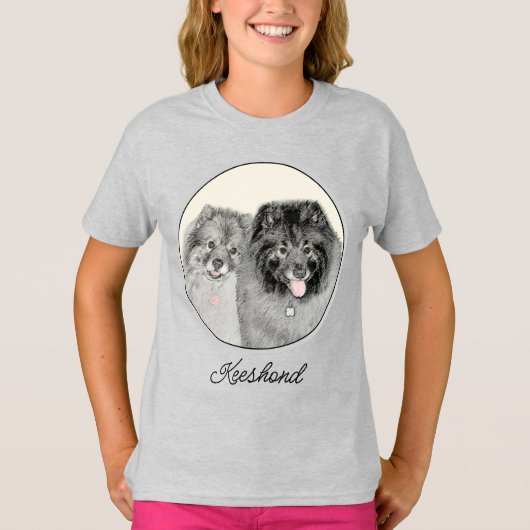 Keeshond Graphics Keeshond Mom and Son Tシャツ (正面)