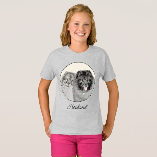 Keeshond Graphics Keeshond Mom and Son Tシャツ (正面フル)