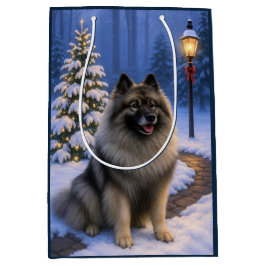 Keeshond Holiday ミディアムペーパーバッグ
