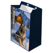 Keeshond Holiday  ミディアムペーパーバッグ (正面アングル)