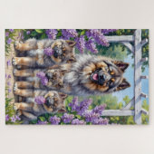 Keeshond Lilac Garden Art ジグソーパズル (横)