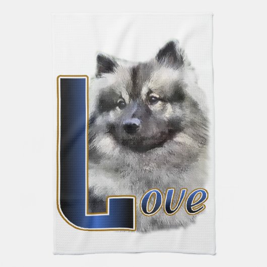 Keeshond LOVE Gives キッチンタオル (縦)