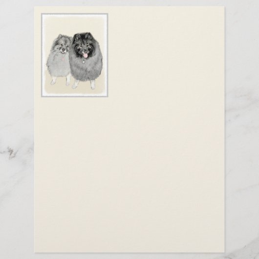 Keeshond Mom and Son's -絵画オリジナルドッグアート (正面)