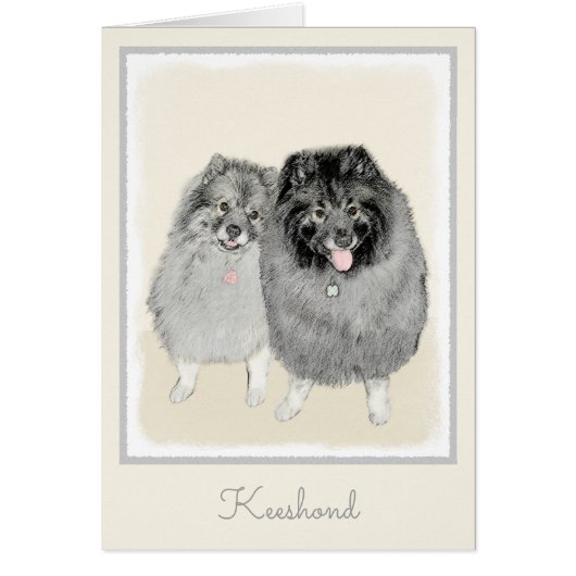 Keeshond Mom and Son's -絵画オリジナルドッグアート (正面)