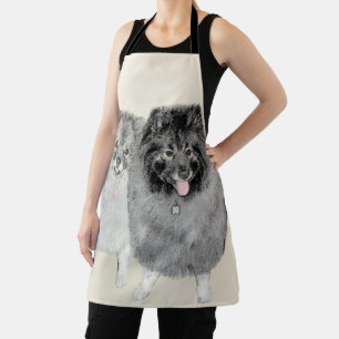 Keeshond Mom and Son's -絵画オリジナルドッグアート エプロン
