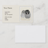 Keeshond Mom and Son's -絵画オリジナルドッグアート コーリングカード (正面/裏面)