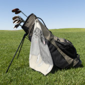 Keeshond Mom and Son's -絵画オリジナルドッグアート ゴルフタオル (グリーン)