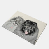 Keeshond Mom and Son's -絵画オリジナルドッグアート ドアマット (アングル)