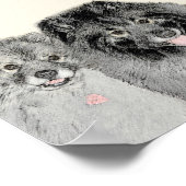 Keeshond Mom and Son's -絵画オリジナルドッグアート ポスター (角)