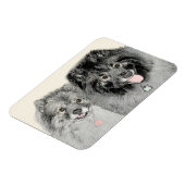 Keeshond Mom and Son's -絵画オリジナルドッグアート マグネット (左側)