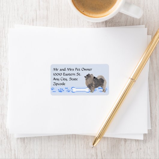 Keeshond on Blue Gingham ラベル (インサイチュ)