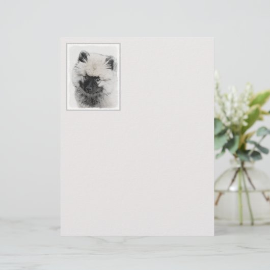 Keeshond Puppy Drawing - Cute Original Dog Art (スタンド正面)