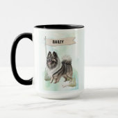  Keeshond Watercolor Personalized Dog マグカップ (左)