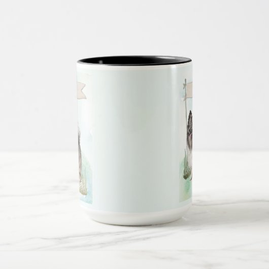  Keeshond Watercolor Personalized Dog マグカップ (中央)