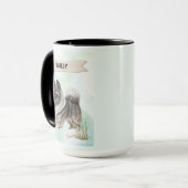  Keeshond Watercolor Personalized Dog マグカップ (正面左)