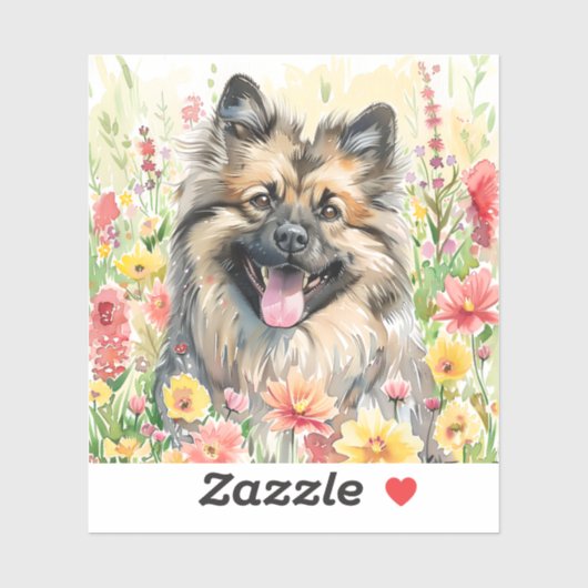 Keeshond Watercolor Sticker シール (シート)
