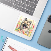 Keeshond Watercolor Sticker シール (ノートパソコンとiPhone)
