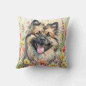 Keeshond Watercolor Throw Pillow クッション (裏面)