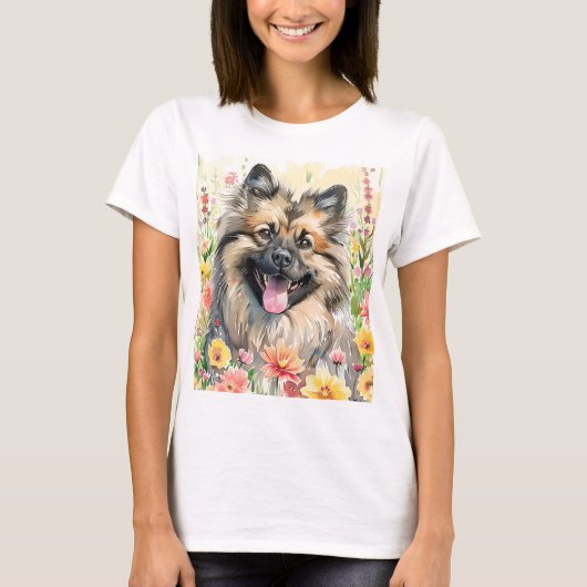 Keeshond Watercolor Women's T-Shirt Tシャツ (正面)