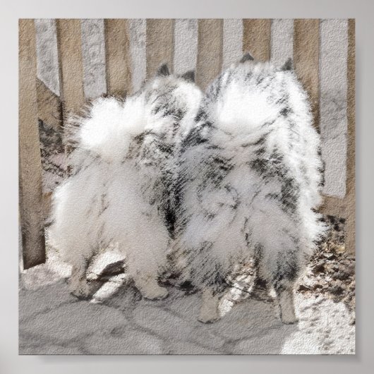 Keeshonds at the Gate Painting - Original Dog Art ポスター (正面)