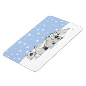 Keesie Snow Dogs - Happy Keesond with Puppies マグネット (左側)