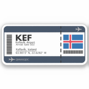 KEFケフラビックボーディングパス – アイスランドチケット シール