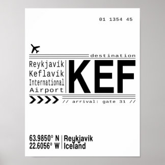 KEF Reykjavik，アイスランド空港ポスタープリント ポスター