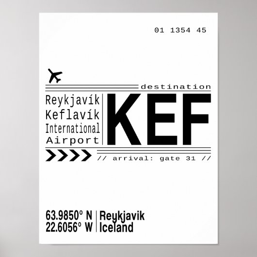 KEF Reykjavik,アイスランド空港ポスタープリント ポスター (正面)