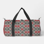 Keffiyeh Folk Pattern Duffle Bag – Red Black White ダッフルバッグ (正面)