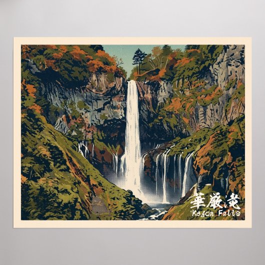 Kegon falls 華厳の滝 Tochigi 栃木 Nikko 日光 Kouyou 紅葉 ポスター