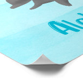 Keiki Watercolor Dolphin Wave ポスター (角)