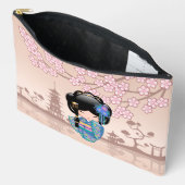 KEIKO KOKESHI人形 – 青い着物芸者ガール アクセサリーポーチ (見開き)