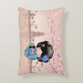 KEIKO KOKESHI人形 – 青い着物芸者ガール アクセントクッション (正面(垂直))