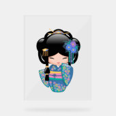 KEIKO KOKESHI人形 – 青い着物芸者ガール アクリルサイン (正面)