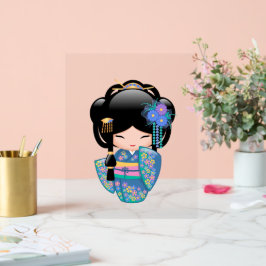 KEIKO KOKESHI人形 – 青い着物芸者ガール アクリルサイン