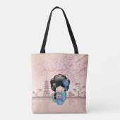 KEIKO KOKESHI人形 – 青い着物芸者ガール トートバッグ (裏面)