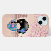 KEIKO KOKESHI人形 – 青い着物芸者ガール Case-Mate iPhoneケース (裏面 (横))