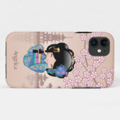 KEIKO KOKESHI人形 – 青い着物芸者ガール Case-Mate iPhoneケース (裏面(横))