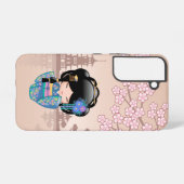 KEIKO KOKESHI人形 – 青い着物芸者ガール SAMSUNG GALAXYケース (裏面横)