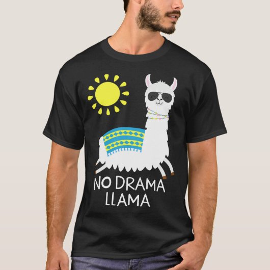 Kein Drama Lama Alpaca Happy Freedom Llama Sunglas Tシャツ (正面)