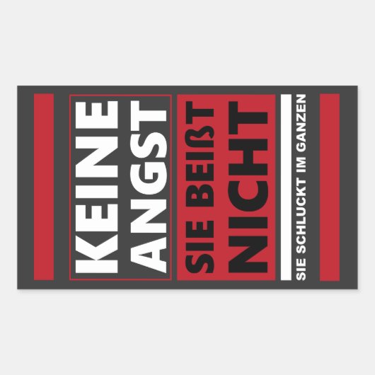 Keine Angst、sie beist nicht。ハンデ 長方形シール (正面)